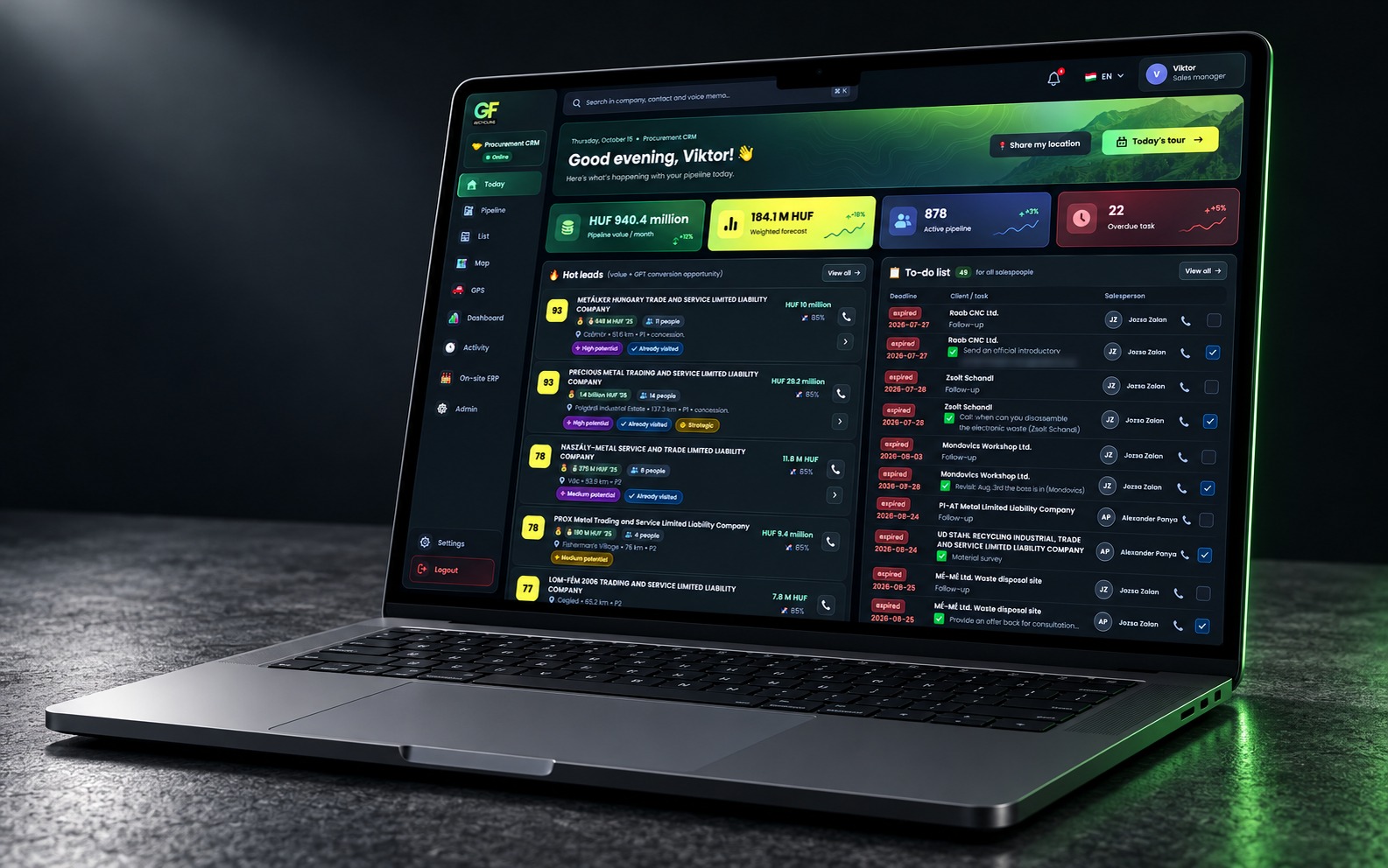 GF Recycling CRM product mockup