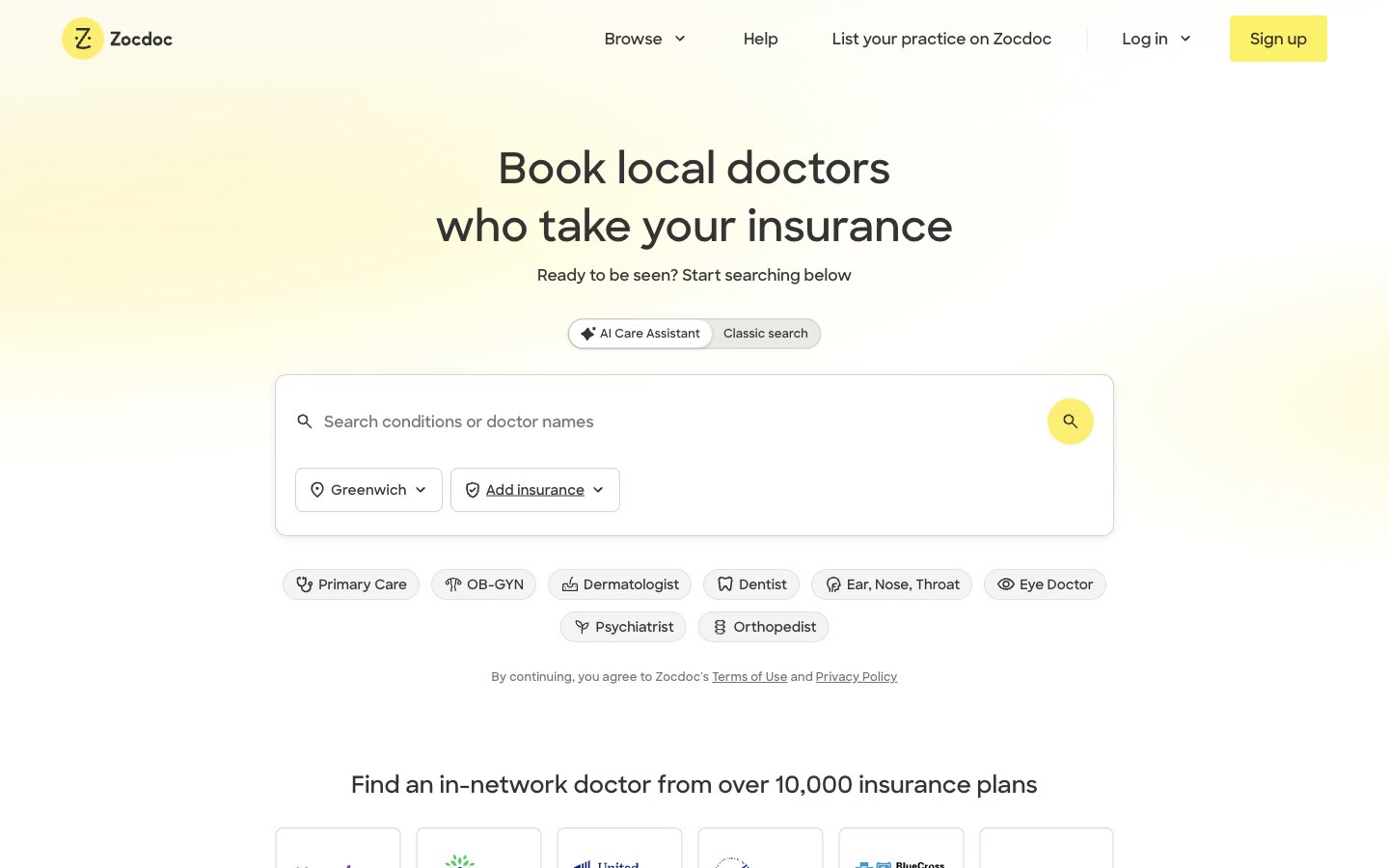 Zocdoc website